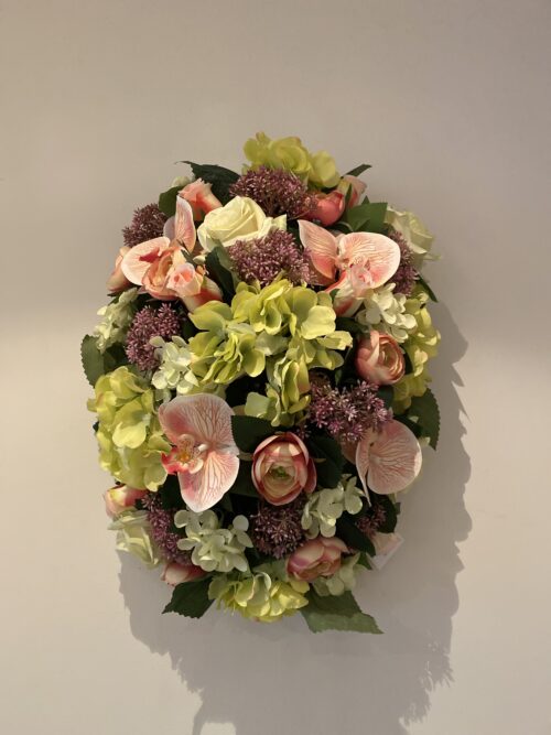 Coussin vert et rose